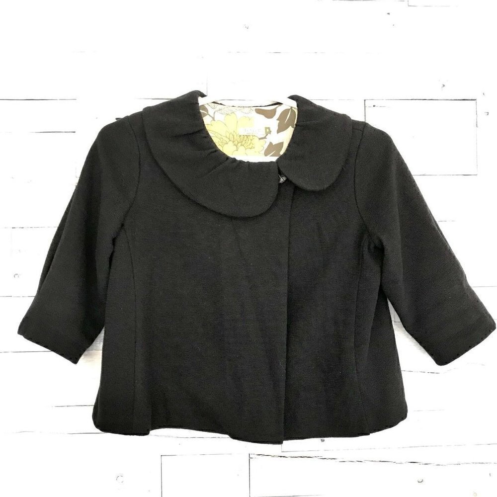 Chalet Black Cotton Button Short Blazer Jacket Small